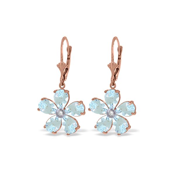 Genuine 4.43 ctw Aquamarine & Diamond Earrings 14KT Rose Gold - REF-62Y6F