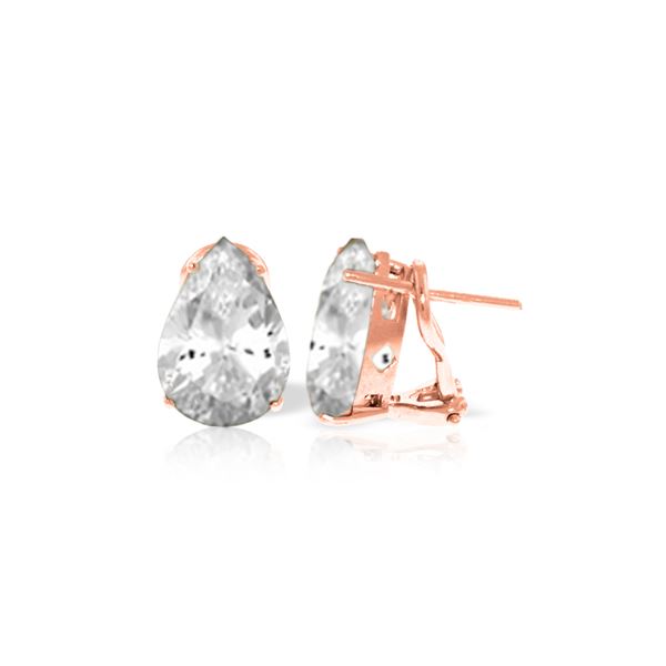 Genuine 10 ctw White Topaz Earrings 14KT Rose Gold - REF-50N7R