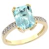Image 1 : 3.70 CTW Aquamarine & Diamond Ring 10K Yellow Gold - REF-51R4H