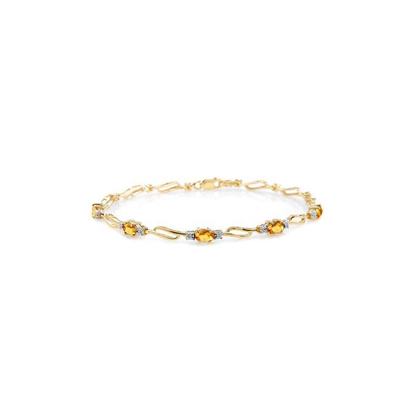 Genuine 3.39 ctw Citrine & Diamond Bracelet 14KT Yellow Gold - REF-82V5W
