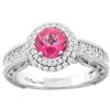 Image 1 : 1.45 CTW Pink Topaz & Diamond Ring 14K White Gold - REF-86W6F