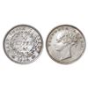 Image 1 : Victoria Queen, Continuous Legend, Silver 1/4 Rupee, 2.90 grams, 19.65mm, Madras Mint, 1840