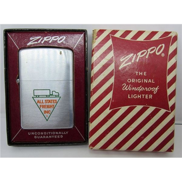 VTG ADVERTISEMENT ZIPPO + CANDY STRIPE BOX