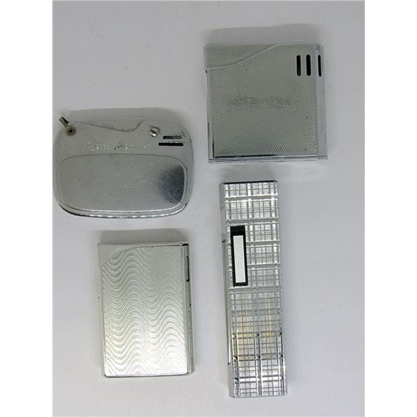 (4) VINTAGE SILVER TONED LIGHTERS