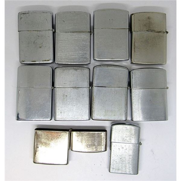 (10) PLAIN SILVER LIGHTERS MIXED BRANDS
