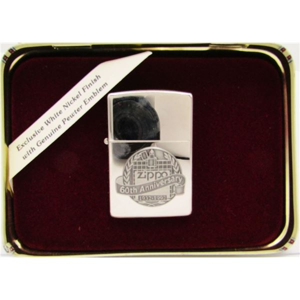 60TH ANNIVERSARY ZIPPO LIGHTER IN TIN CASE!