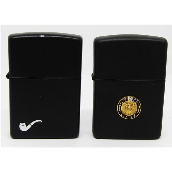 (2) BLACK MATTE ZIPPO LIGHTERS!