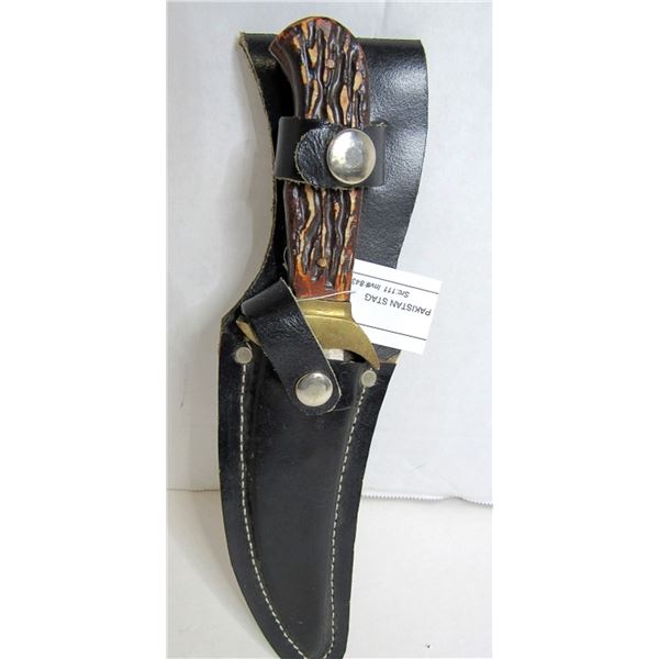 VINTAGE FIXED BLADE PAKISTAN STAG HANDLE