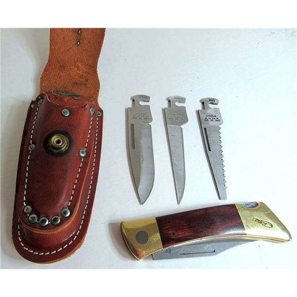 VINTAGE CASEXX HANGER KNIFE WITH LEATHER CASE