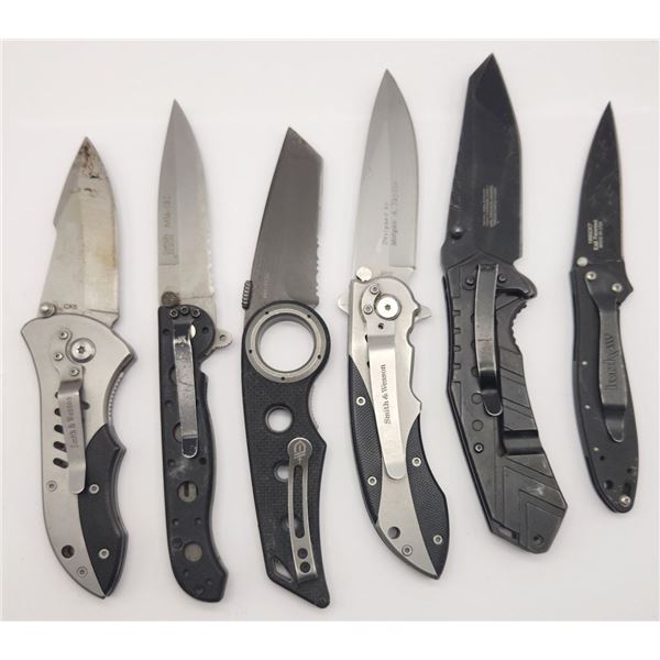 (6) TACTCAL KNIVES - (2) SMITH & WESSON,