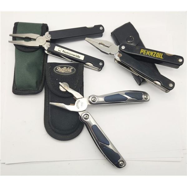 (3) LEATHERMAN MULTI TOOL in SHEATHS