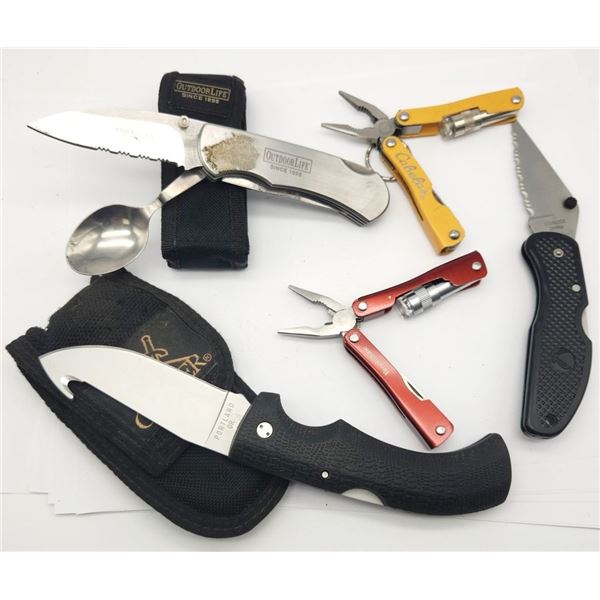 SURVIAL KNIFE LOT - (2) MULTI TOOL, (1)
