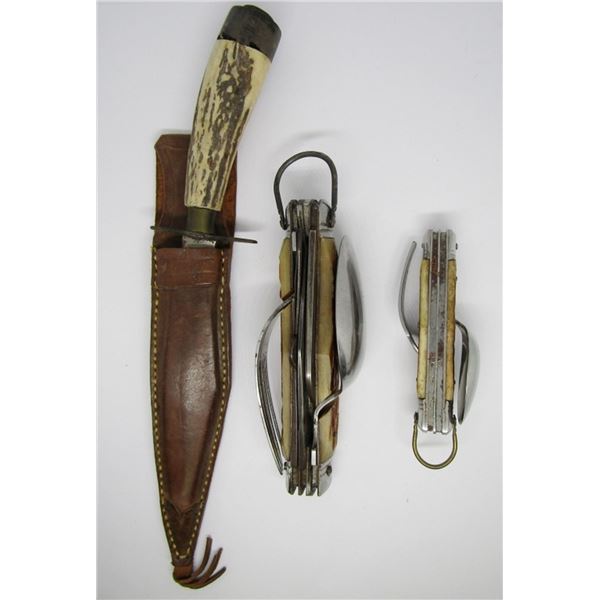 (2) CAMPING UTENSIL (1) HUNTING KNIFE