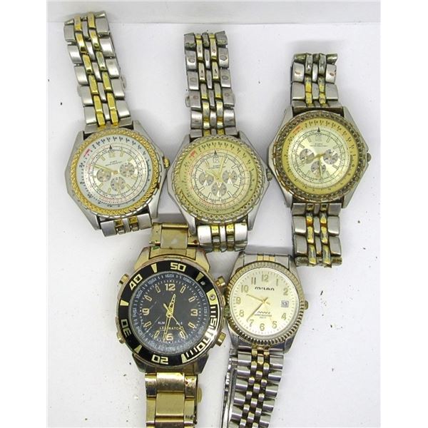 5  MEN'S WATCHES: WITH GOLD TONES