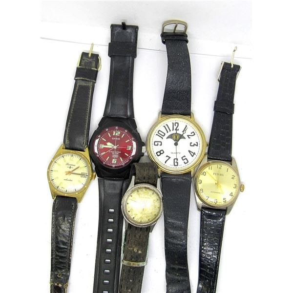 5  MEN'S DARK TONED WATCHES: