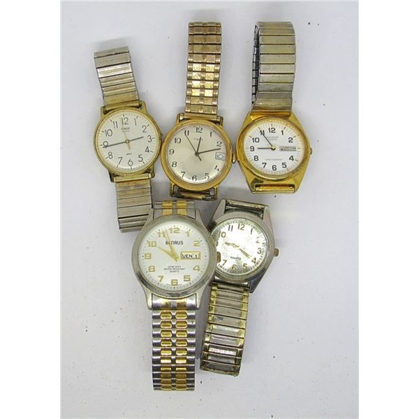 5  MEN'S WATCHES: WITH GOLD TONES