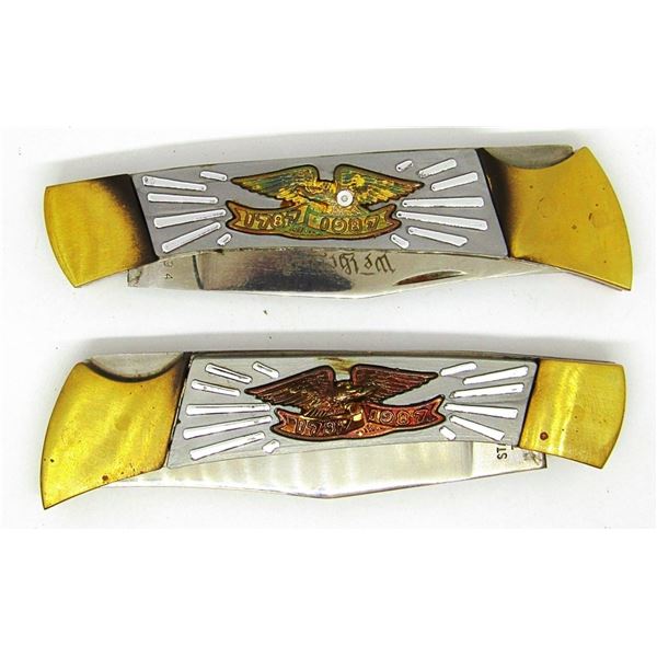 (2) Vtg NIB US Constitution 1987 LockBack Knives