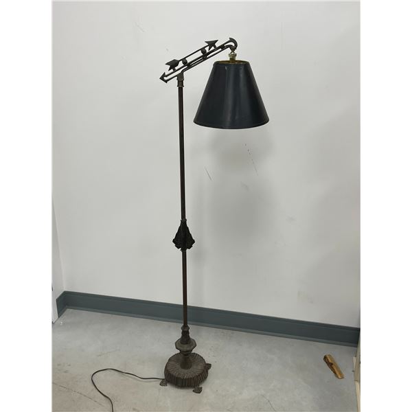Cast Iron Deco Bridge Floor Lamp Works (approx 58" tall)