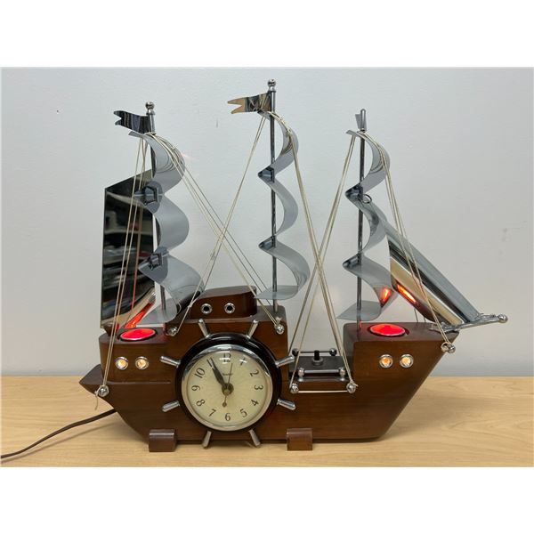 Vintage Electric Light up Ship Mantle Clock