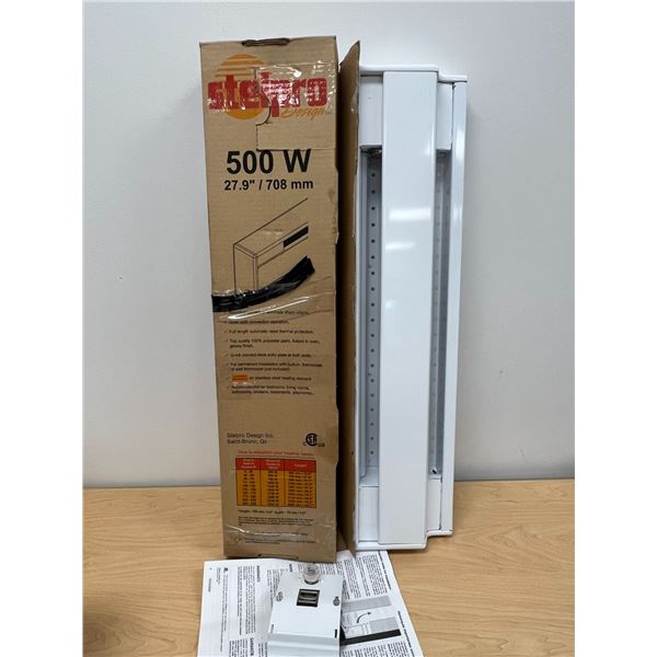 27.9" Baseboard Heater 500W with Control Knob Looks new in box, see