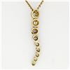 Image 5 : Long 14K Yellow Gold 0.65 ctw 9 Round Brilliant Graduated Diamond Journey Pendan