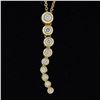 Image 6 : Long 14K Yellow Gold 0.65 ctw 9 Round Brilliant Graduated Diamond Journey Pendan