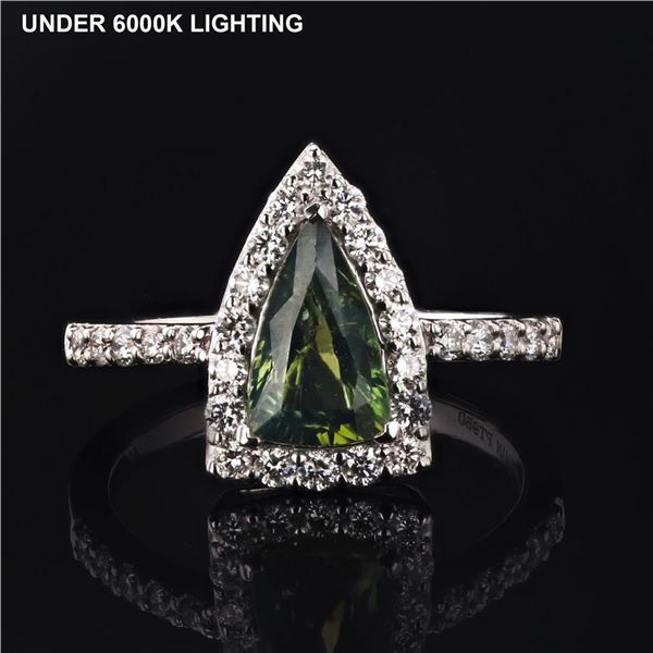 1.44 ctw Alexandrite and 0.50 ctw Diamond Platinum Ring (GIA CERTIFIED)