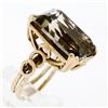 Image 9 : Vintage Handmade 14k Yellow Gold Smoky Emerald Step Cut Quartz Solitaire Ring