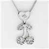 Image 2 : Petite 18K White Gold .10 ctw Diamond Dual Cherry Charm Slide Pendant & Box Chai