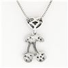 Image 5 : Petite 18K White Gold .10 ctw Diamond Dual Cherry Charm Slide Pendant & Box Chai