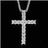 Image 6 : New 18K White Gold 0.47 ctw Princess Prong Diamond Slide Cross Pendant w/ Chain