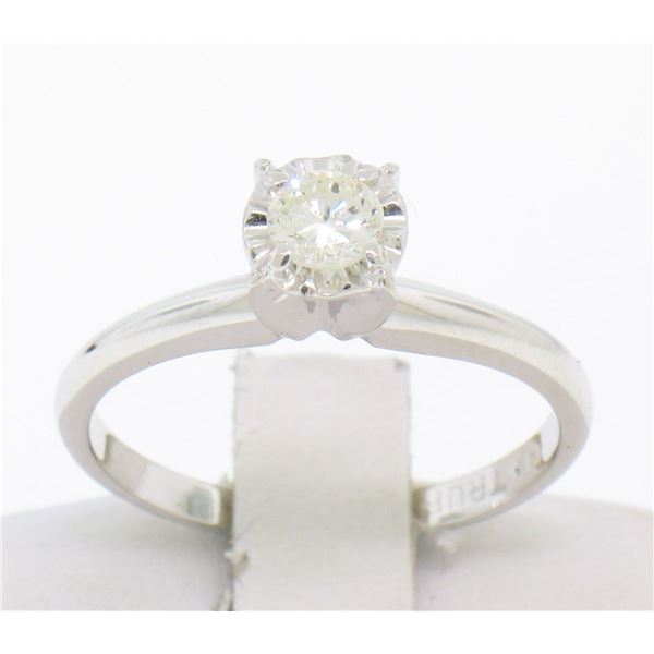14k Solid White Gold 0.22 ctw Round White Diamond Illusion Set Solitaire Ring