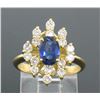 Image 6 : Estate 18k Yellow Gold EGL Certified Royal Blue Sapphire & Diamond Cocktail Ring