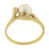 Image 6 : 14K Gold 7.65mm Cultured Pearl Solitaire .06 ctw Bezel Diamond 3 Stone Bypass Ri