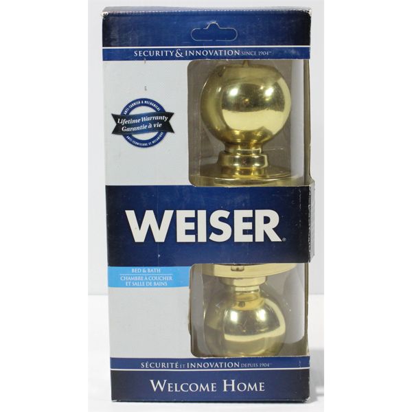 WEISER BRASS BED AND BATH INTERIOR DOOR KNOB KIT