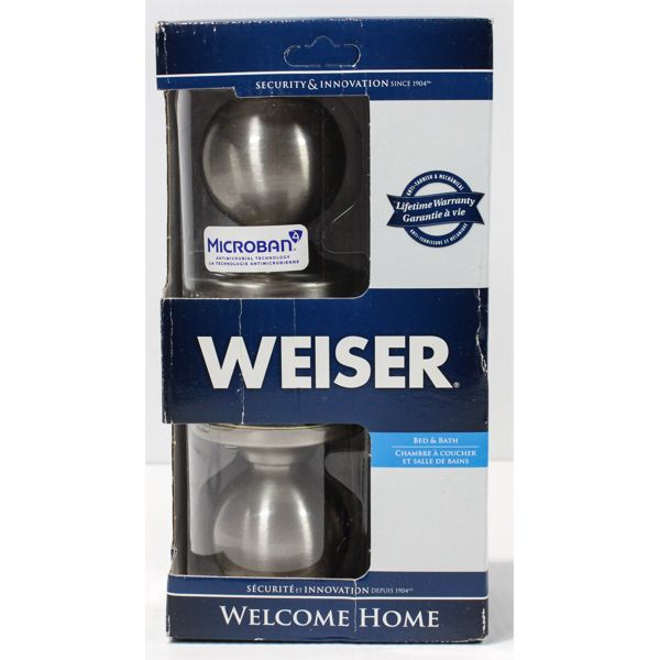 WEISER BED & BATH SATIN NICKEL INTERIOR DOOR KNOB KIT