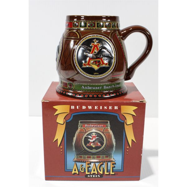 BUDWEISER A & EAGLE STEIN MUG - NEW IN BOX
