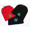 Image 1 : 3 PACK KNIT MARIJUANA LEAF DESIGN TOQUES, RED/NAVY/BLACK