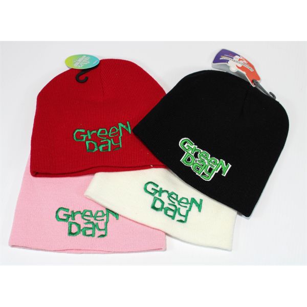 4 PACK KNIT GREEN DAY TOQUES, BLACK/PINK/RED/WHITE