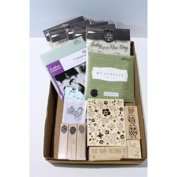 VARIOUS RUBBER AND ACRYLIC STAMPS