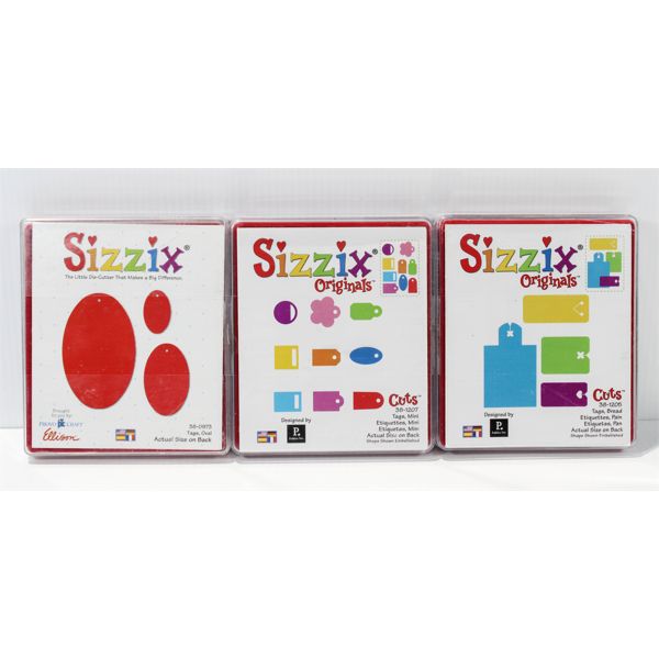 3 SIZZIX ORIGINALS CHARMS DIES INCL. BUCKLES, FRAMES