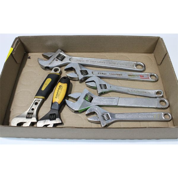 FLAT OF 7 MISC. CRESCENT WRENCHES