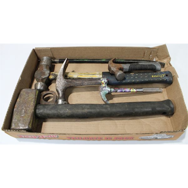 FLAT OF 5 HAMMERS & PRY BAR