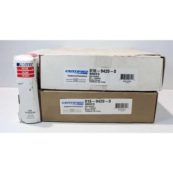 2 NEW MISC. BRAKE DRUMS & AIR FILTER