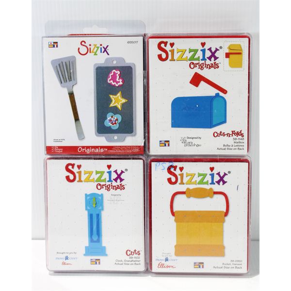 4 SIZZIX DIE SETS - VARIOUS TAG DIES