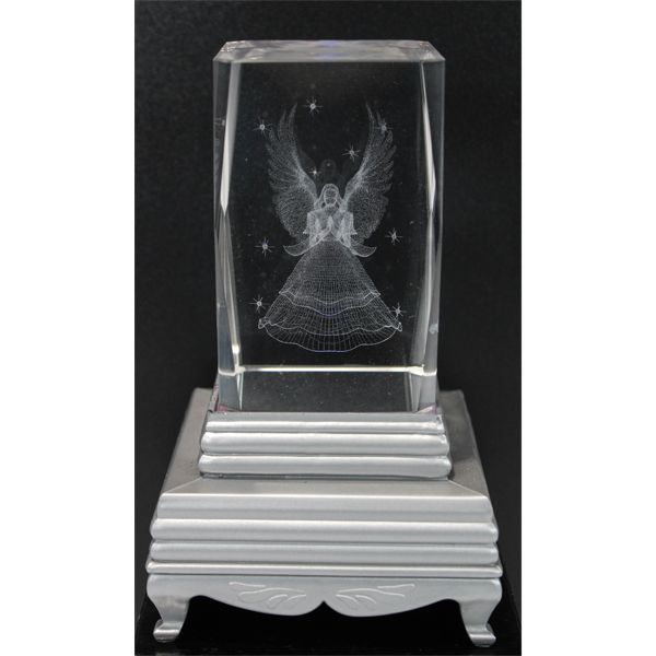 GLASS CRYSTAL W/ ANGEL LASER ETCHING