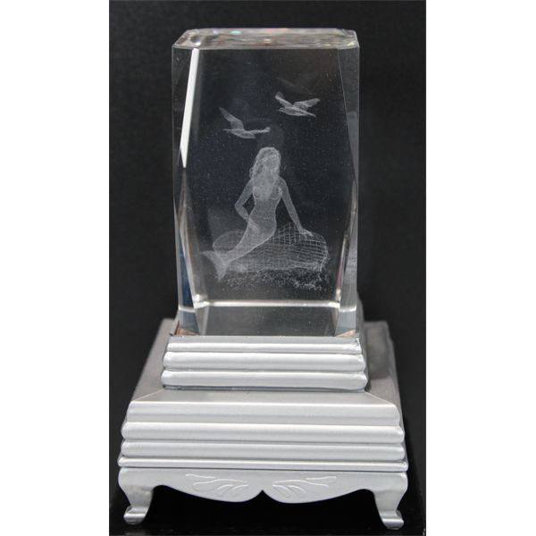 GLASS CRYSTAL W/ MERMAID LASER ETCHING