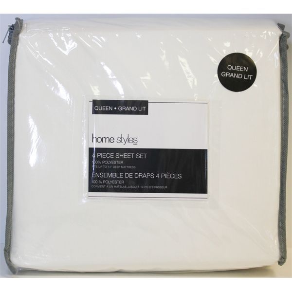 NEW 4 PIECE SHEET SET – QUEEN – IVORY