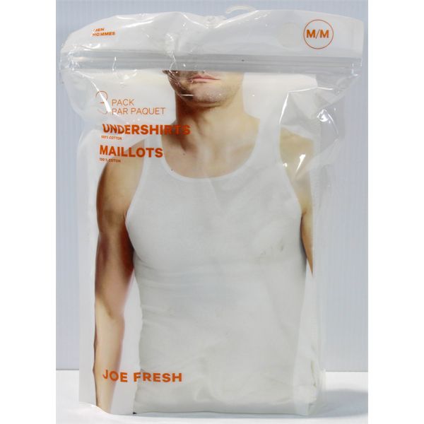 3 PK JOE FRESH UNDERSHIRTS, SIZE M, DAMAGED PACKAGE