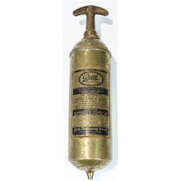 ANTIQUE BRASS PYRENE AUTOMOBILE FIRE EXTINGUISHER